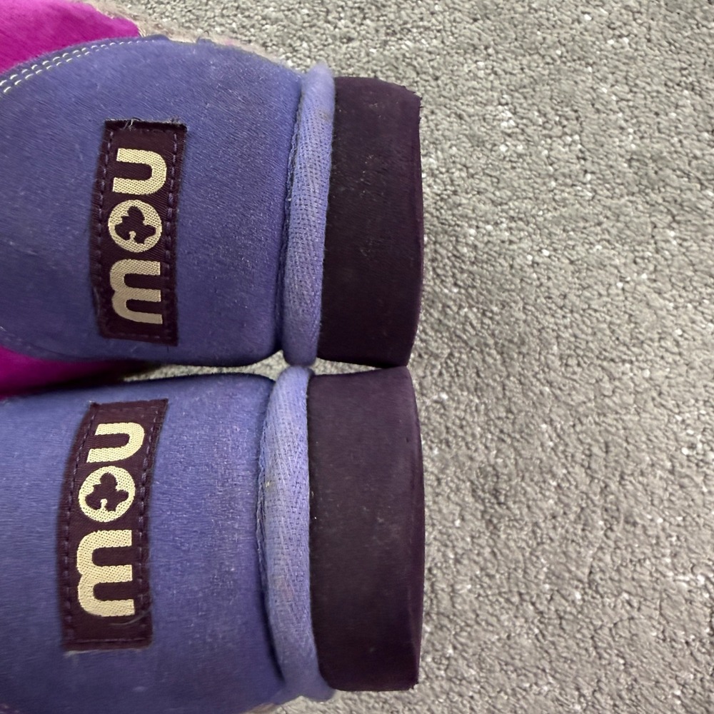 Mou Eskimo Boots Womens 38.5 Purple Suede Sheepskin Crochet Stitch Winter Boho - Picture 8 of 9